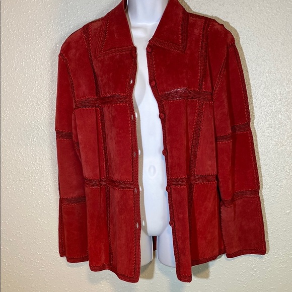 S.M.H Boutique Red Leather Blazer Patchwork Blazer/Jacket - Picture 10 of 10
